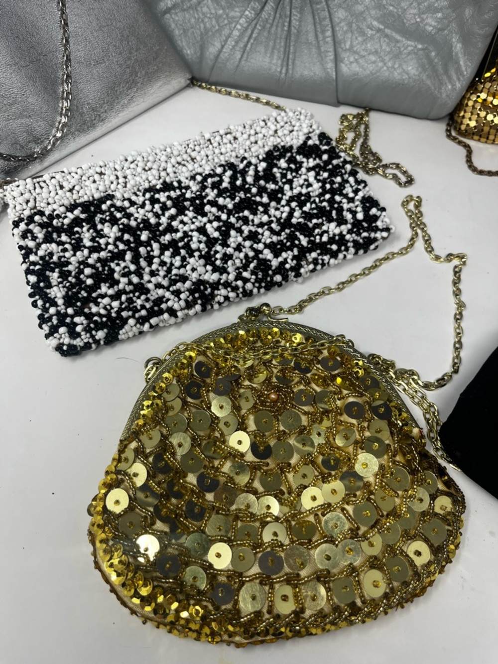 Bundle of 8 Silver Sequin Evening Clutch Vintage Bags - Picture 7 of 16